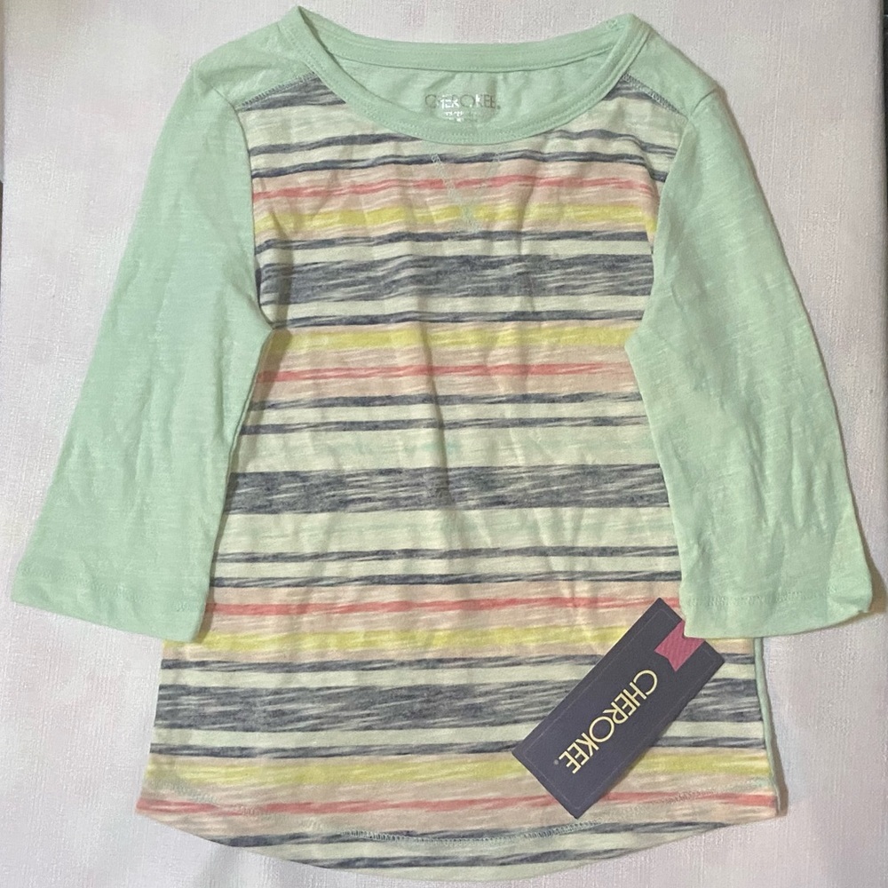 Cherokee Cool Mint Green Striped Tee